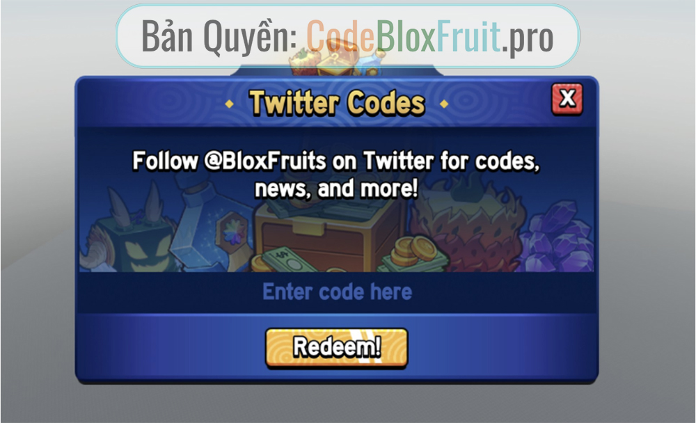 Theo dõi kênh Twitter của Blox Fruit để nhận được mã nhanh và mới nhất
